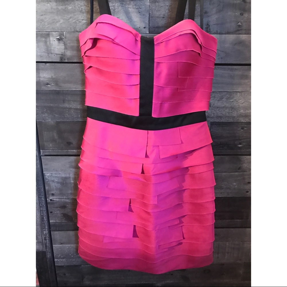 Hot Pink Bebe Mini Cocktail Dress